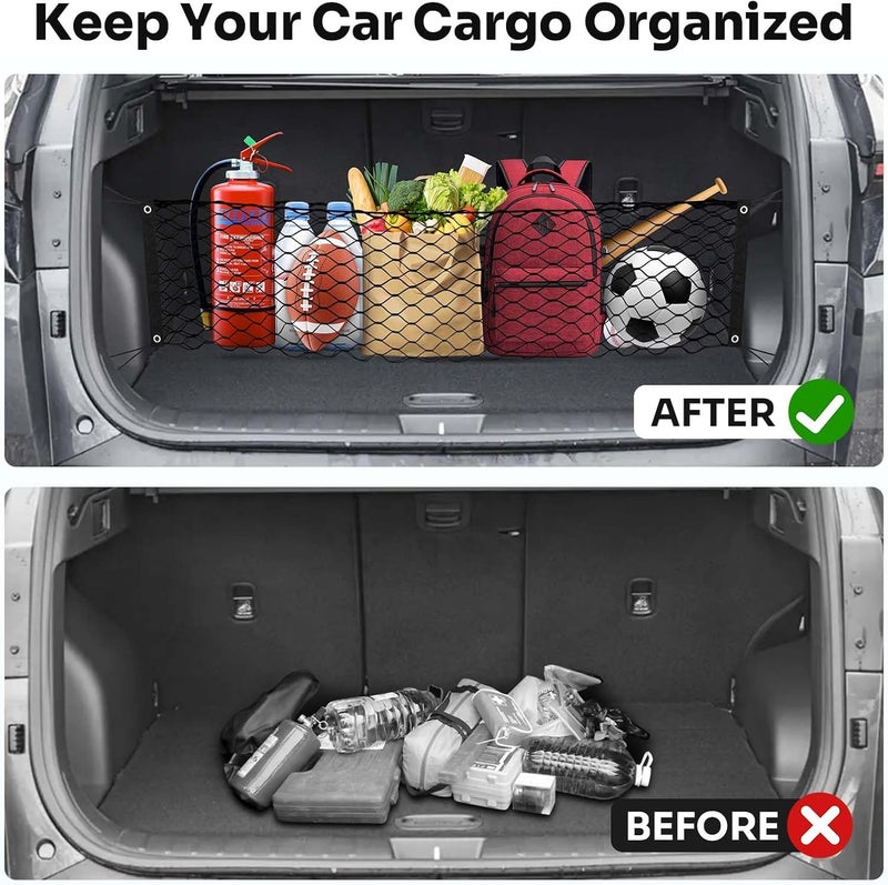 Canvcle Trunk Cargo Net for 2022-2025 2026 Hyundai Tucson Accessories Envelope Style Mesh Trunk Net Organizer and Storage Stretchable Adjustable Elastic Nylon Rear Cargo Netting with Hooks - Image 3